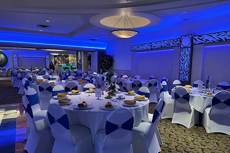 Full Ballroom with Blue Lighting at Arnaldos