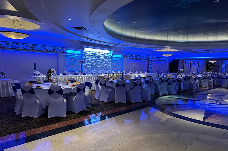 Full Ballroom with Blue Lighting